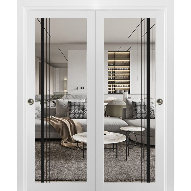 Portes de placard coulissantes à panneaux en bois, 48 po x 84 po