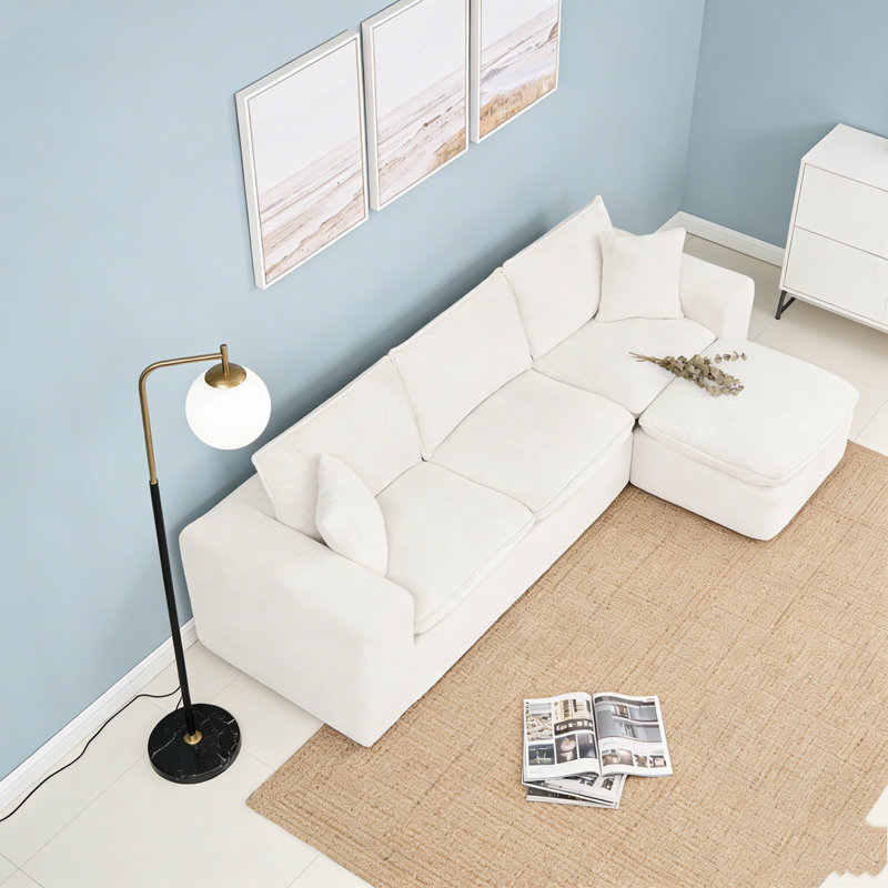 Canapé modulaire en L 107 po, 4, Beige