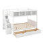 Lit superposé simple au dessus d'un lit double avec tablettes, escalier de rangement et 2 tiroirs pour enfants-95924767