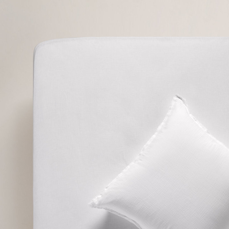 100% Cotton Fitted Sheet, European Double (140 x 200 cm), White