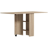 Space-saving Drop Leaf Table With Storage & Wheels