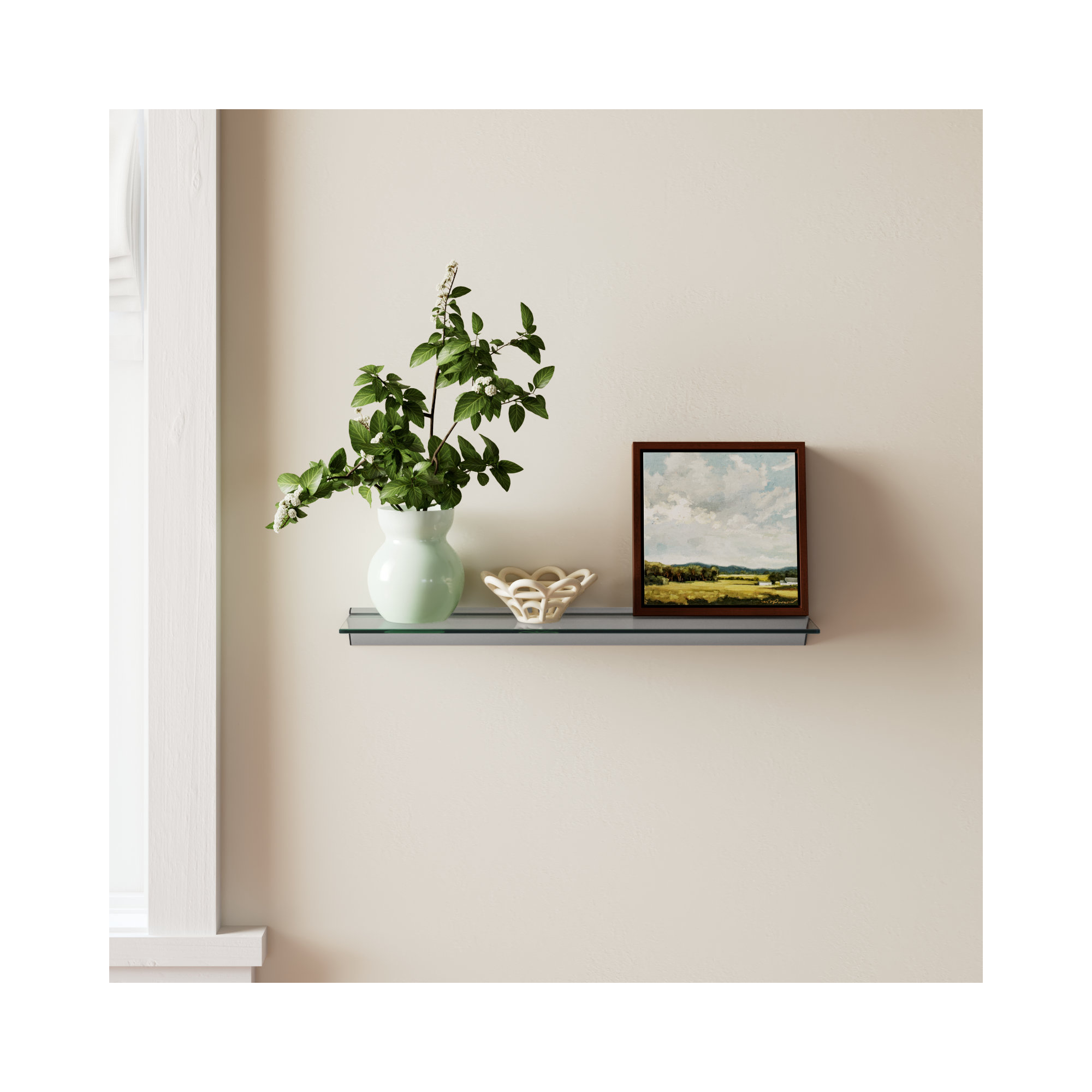 Fio Glass Floating Shelf, 2" H x 24" W x 6" D