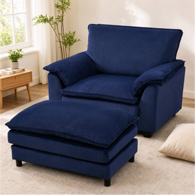 Fauteuil d'appoint surdimensionné avec repose-pieds