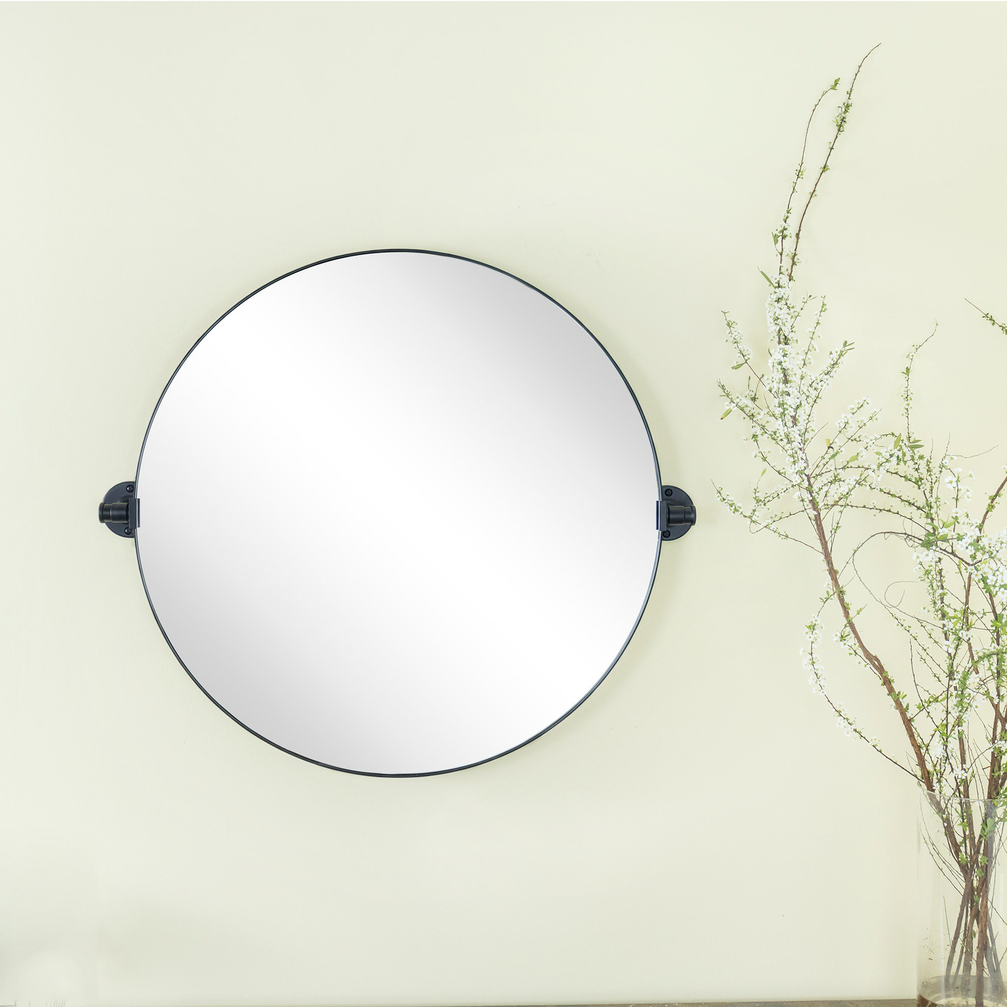 Latitude Run® Contemporary Round Black Metal Pivot Bathroom Vanity