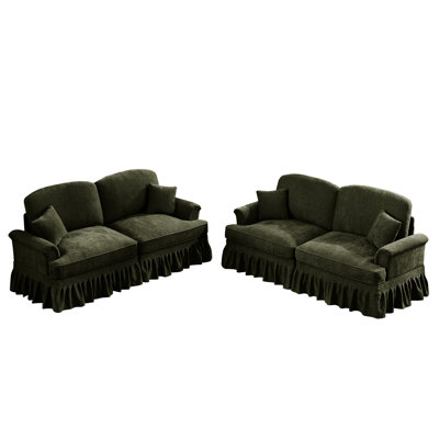 2 Piece With Spindle Legs, Curved Cushion Back, And Multiple Configurations For Apartments Modular Couch Detachable Ruffles, Versatile Spaces