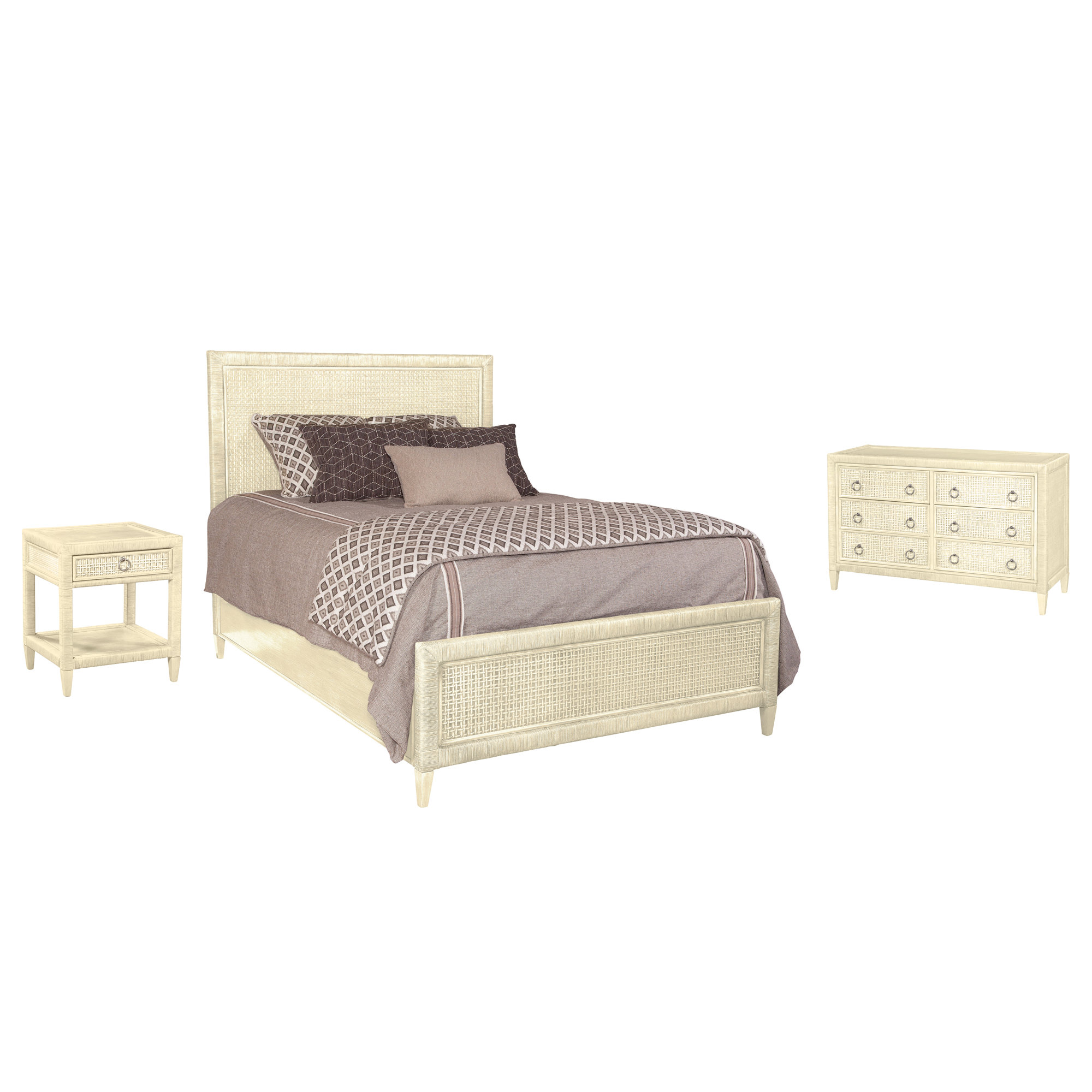 Monterey Bedroom Set, 5 Pcs. Bed, Nightstand, 2 Dressers, Mirror, Bisque, King