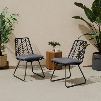 Ensemble de 2 chaises d'extérieur avec 2 coussins gris