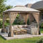Pavillon de jardin résistant aux intempéries résistant aux rayons UV de 10 pi x 10 pi avec murs en filet respirant et 4 sacs de sable stables pour une utilisation en terrasse-126333989