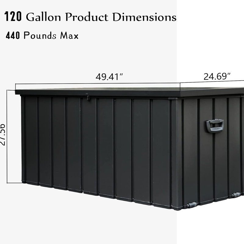 Boîte de rangement de patio pour terrasse de 120 gallons - imperméable, verrouillable, peut contenir des coussins, des oreillers et des outils