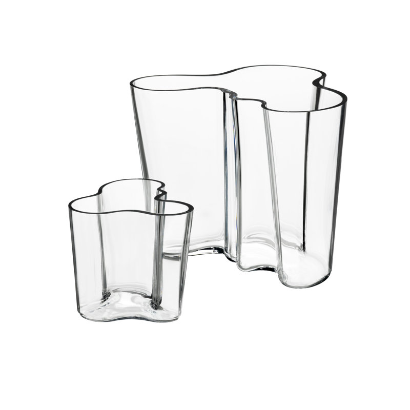 Aalto 2 Piece Clear Glass Table Vase Set