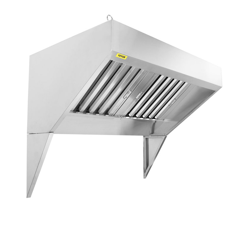 VEVOR 5FT Commercial Exhaust Hood, Stainless Steel Kitchen Range Vent with 2 Detachable Grease Filters for Food Truck & Restaurant