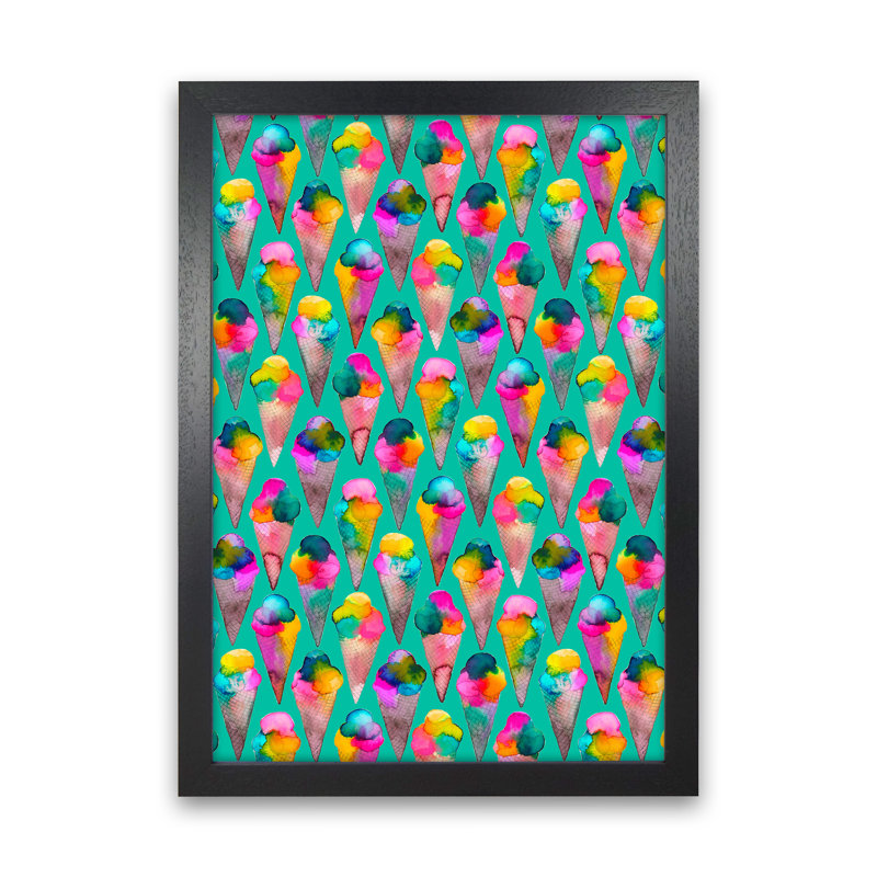 Cute Ice Creams Kids - Print, Black Framed, 34cm H x 25cm W x 3cm D