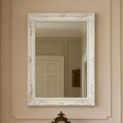 70x90CM Wall Mirror Rectangle Wood Framed Carved Classic Accent Mirror