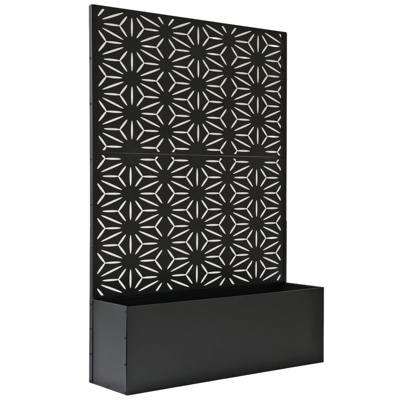 Paravent autoportant en métal 6 pi x 4 pi, Forme géométrique FB, Noir