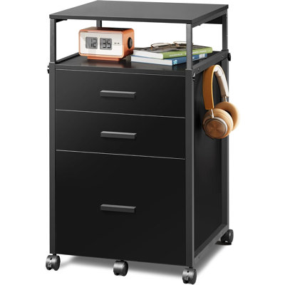 File Cabinet With Storage Drawers, Rolling Printer Stand With Adjustable Shelves, Wood Filing Cabinet For Home Office by DEVAISE