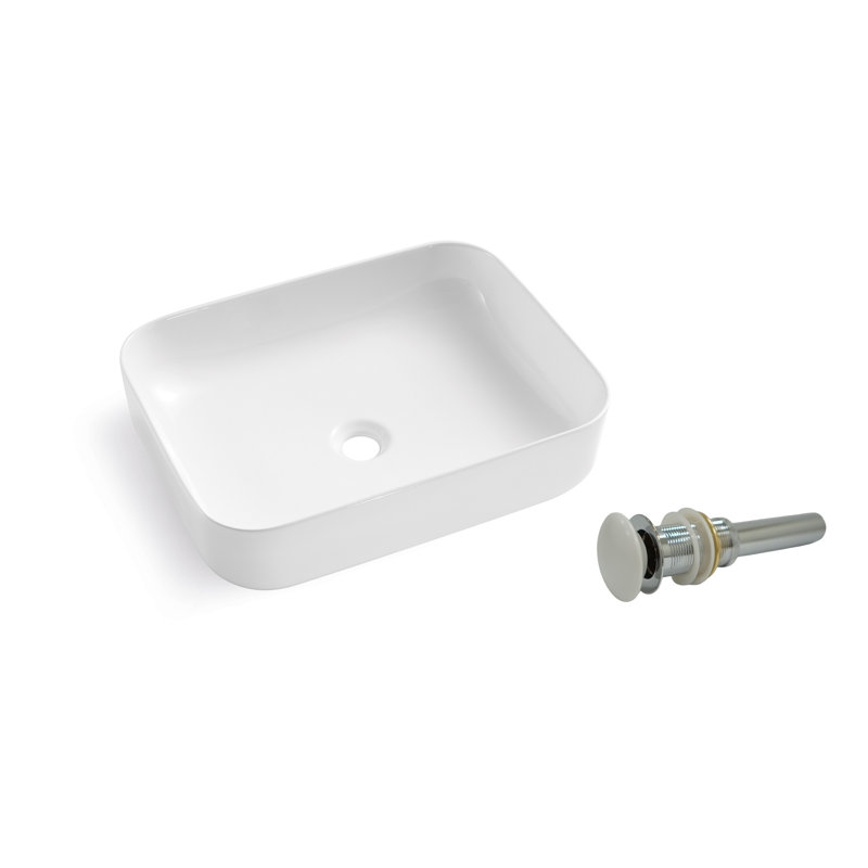 Lavabo de salle de bain vasque rectangulaire en céramique 20 pouces Kingsman Hardware - blanc mat