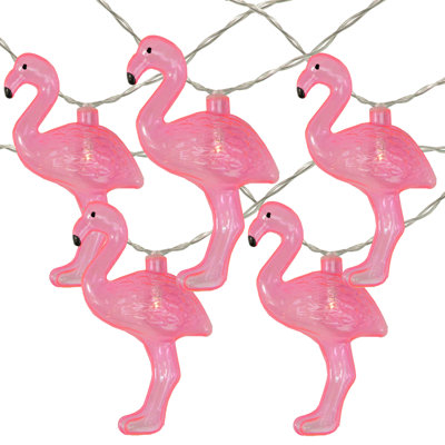 10-Count Pink Flamingo String Lights - Warm White