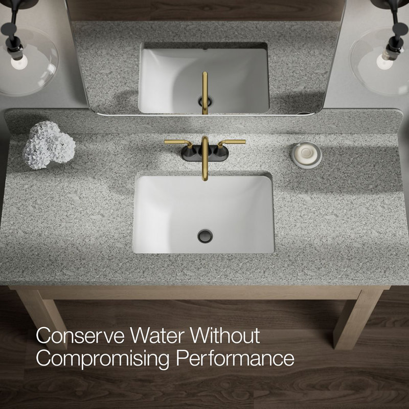 Tone Two-Handle Centerset Bathroom Sink Faucet with Clicker Drain, 0.5 GPM, Matte Black/Brass