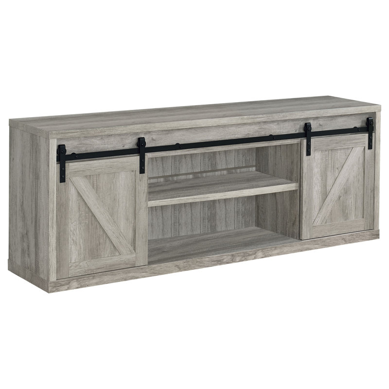Console de télévision à 3 tablettes coulissantes Collin, Bois flottant gris