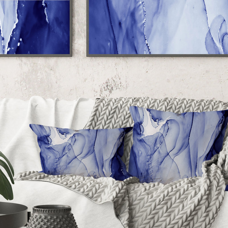 Coussin décoratif bleu foncé Modern Art Waves