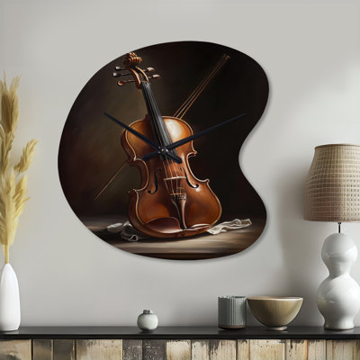 Violon I - horloge en métal de forme unique, horloge murale asymétrique moderne