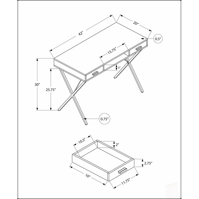 Bureau d'ordinateur contemporain en stratifié gris avec tiroirs de rangement pour bureau à domicile, installation à gauche et à droite, conception peu encombrante