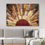 «Western Wood Effect Landscape Brown Sun Rays», impression rustique sur toile encadrée-93389052-119598448-93389053