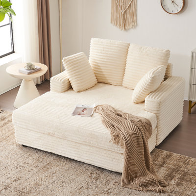54 Inches Wide Corduroy Upholstered Chaise Lounge Indoor