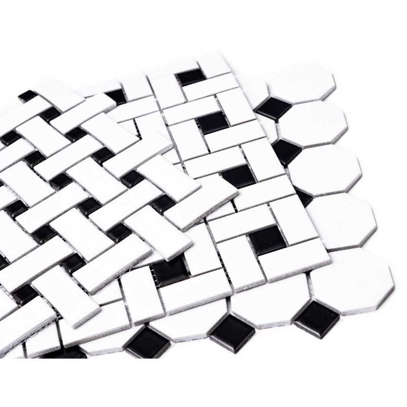 The Tile Life Check 12" x 12" Porcelain Mosaic Tile Sheet