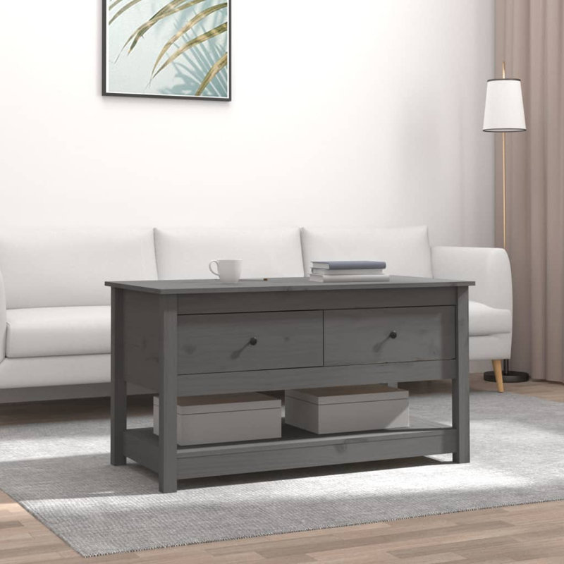 Kolk Solid Wood Solid Coffee Table with Storage, Grey