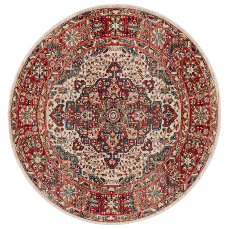 Tapis performance oriental Kurtz, Ivory/Blue, Rond 6 pi 7 po