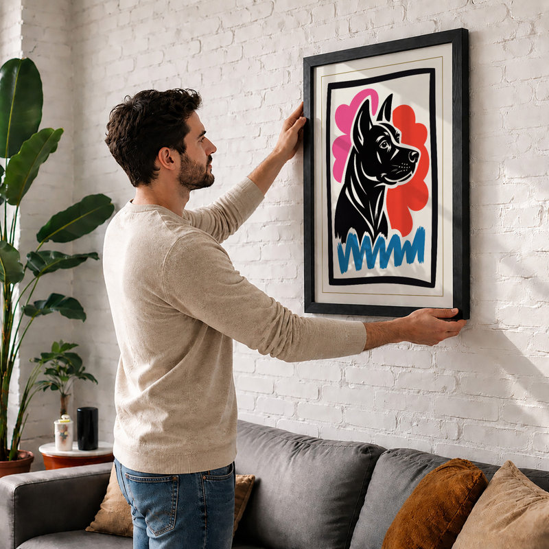 Dog's Head In Profile Graphic Art - Print, Black, A3 - 42.0 x 29.7 cm