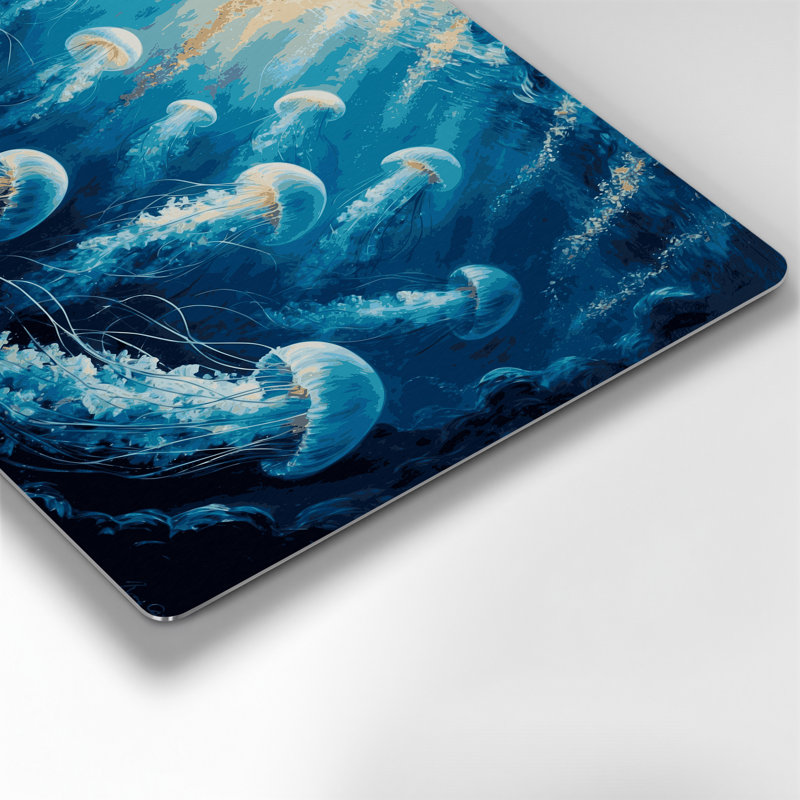 «Coastal Deep Sea Scene», art mural en métal bleu, H 11 po x l 14 po