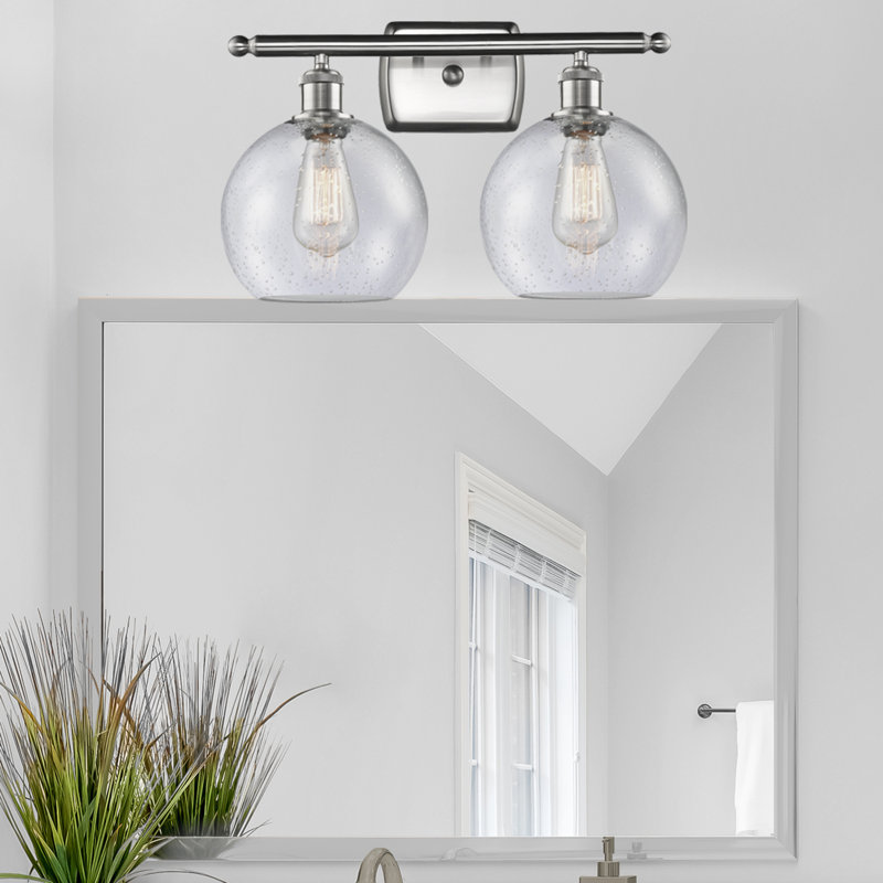 Éclairage pour salle de bain 2 lumières Cindi, Incandescente, Nickel satiné brossé