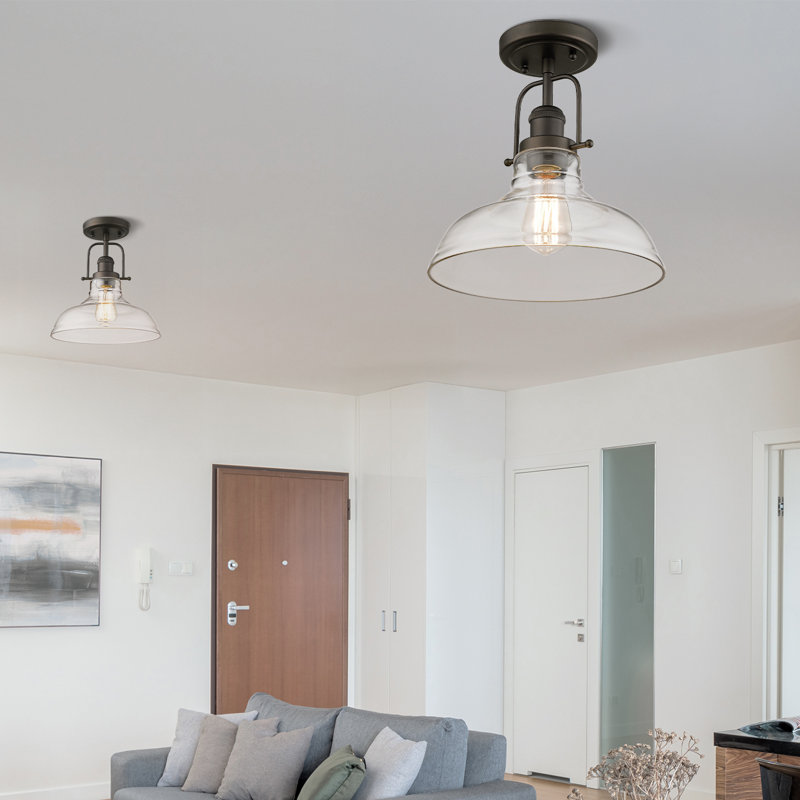 Doonfin Glass Semi Flush Mount, Oil Rubbed Bronze