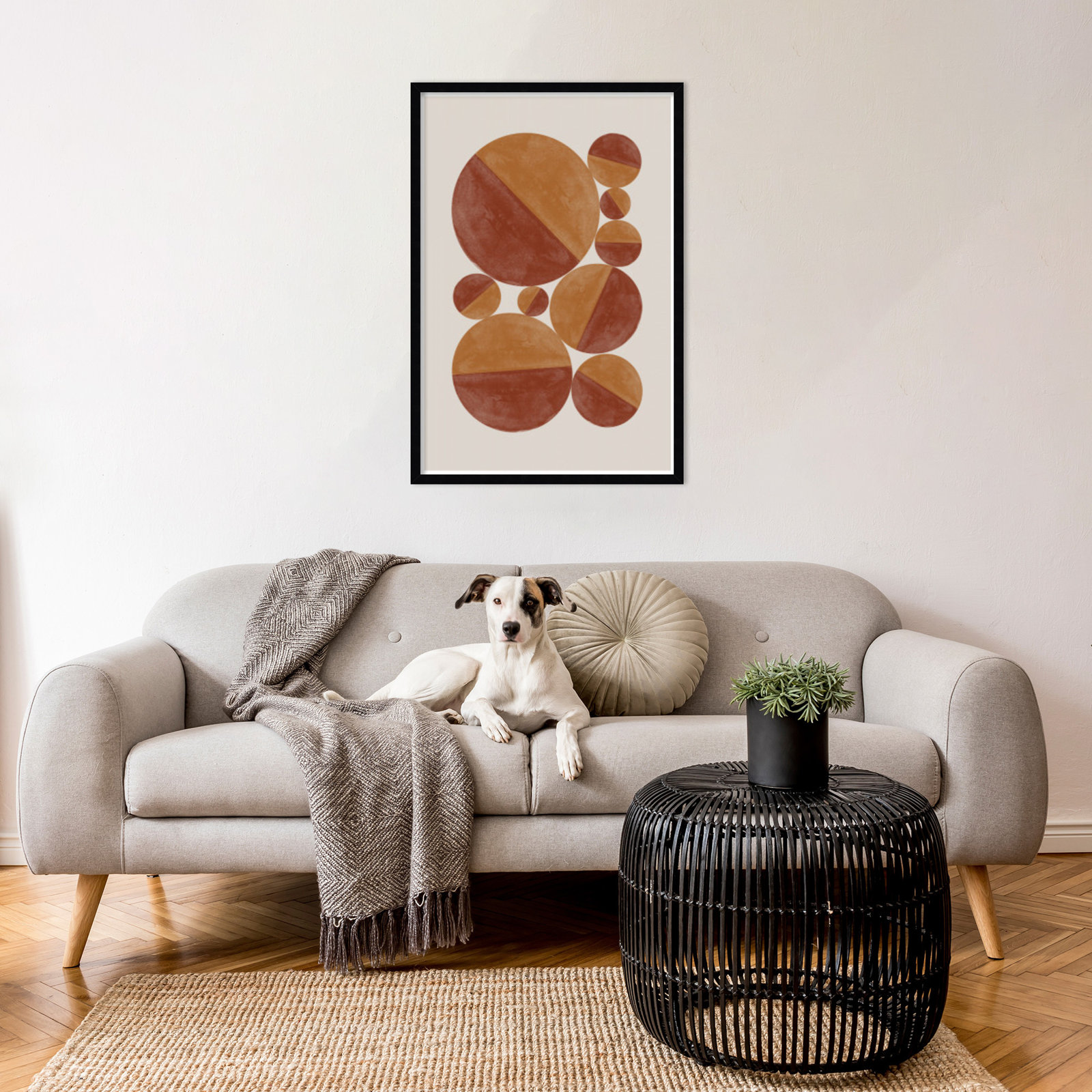 Paley "Burnt Orange Bols" Print, Black, 33" H x 23" W