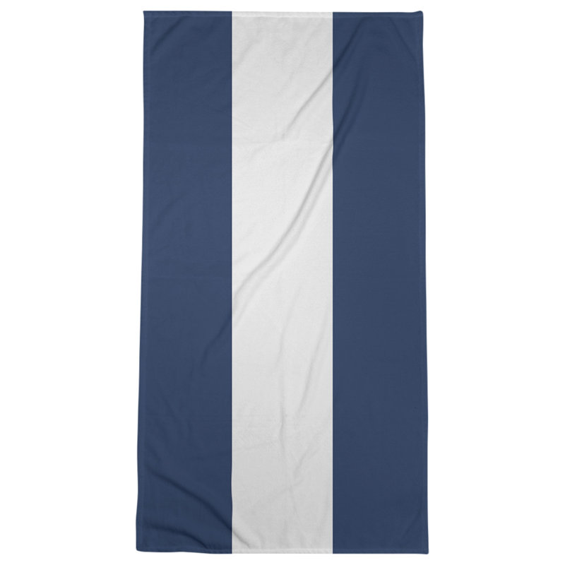 Bath Towel, Midnight Navy Blue/White/Midnight Navy Blue, Microfiber