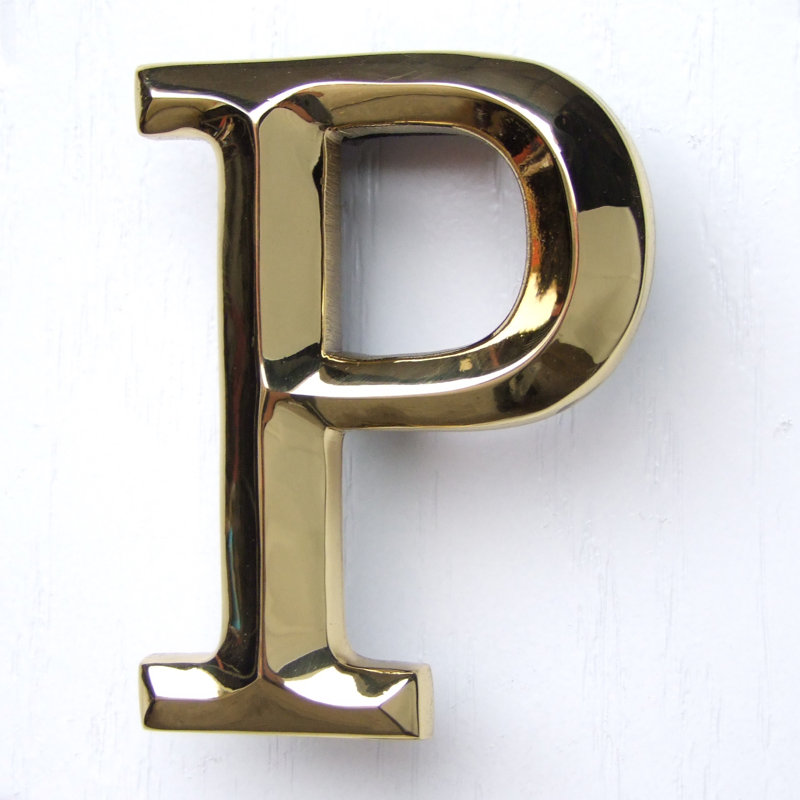 Heurtoir de porte lettre monogramme, Laiton, P