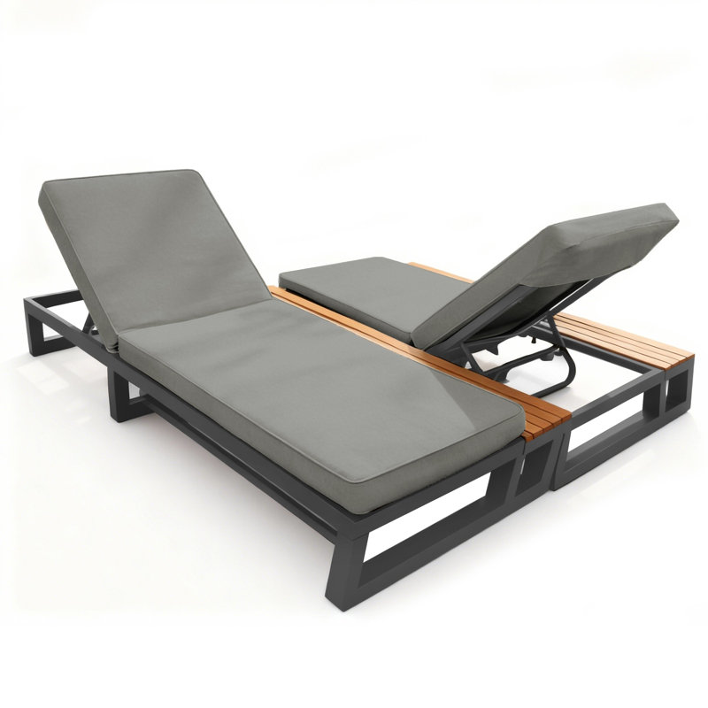 159 cm W Metal Patio Daybed with Cushions, Grey