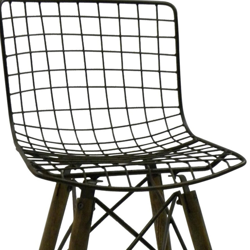 Set of Two Grey Metal Dining Side Chairs