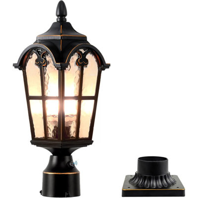 Dusk To Dawn Outdoor Lamp Post Lights Waterproof Exterior Pole Lantern Lighting Fixtures With 3-Inch Pier Mount Base For Garden Patio Yard Pathway Driveway