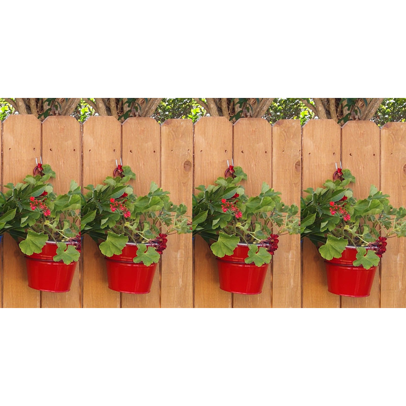 Rehobeth Metal Railing Planter, Red, 4