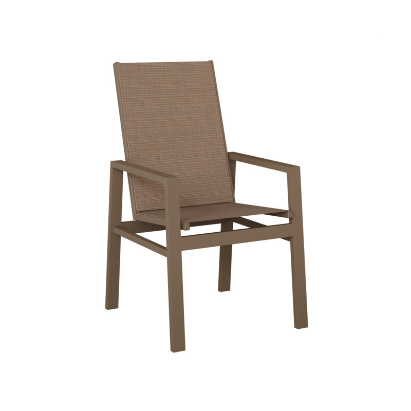 Vida Premium All-Weather Wicker Outdoor Dining Armchair, Taupe Tweed, Aluminum Clay