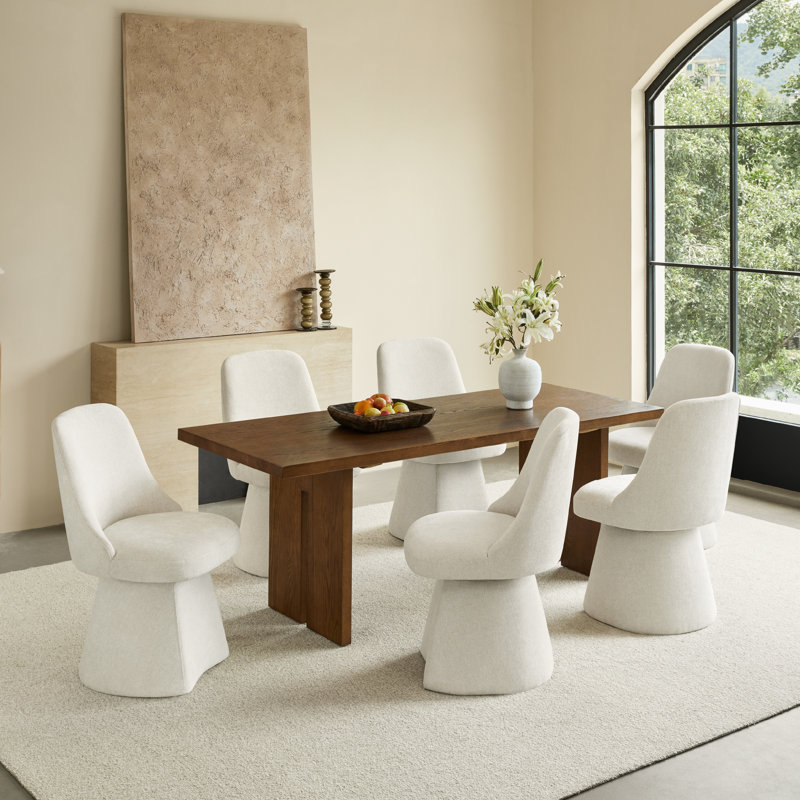 Chaise pivotante rembourrée en tissu, Lin lin