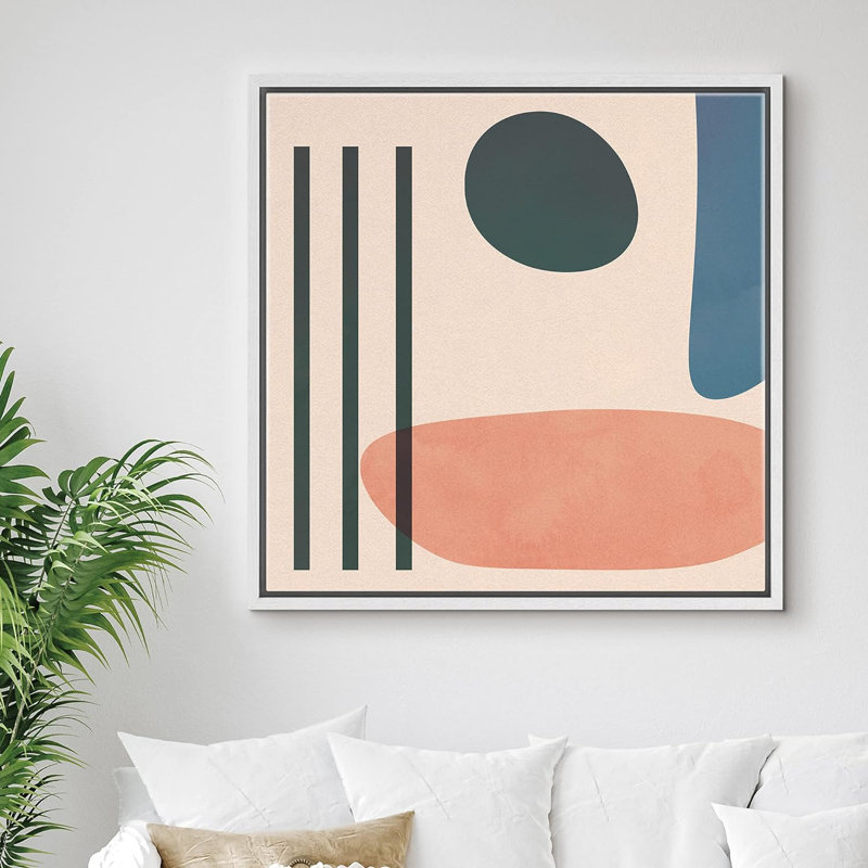 «Geometric», reproduction encadrée sur toile, H 24 po x l 24 po, Blanc