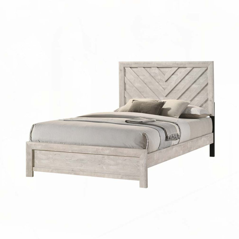 Rustic Wooden Panel Bed, Full