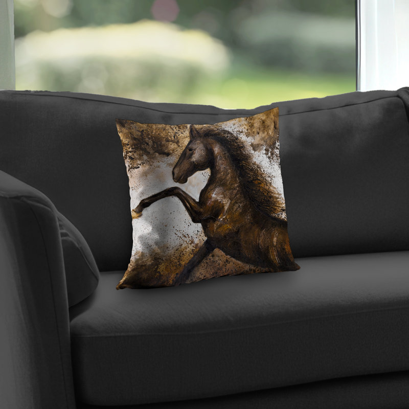 Horse rushing into the soil - Western Brown – Throw Pillow Cover Only, Double-Sided Print, Insert Not Included