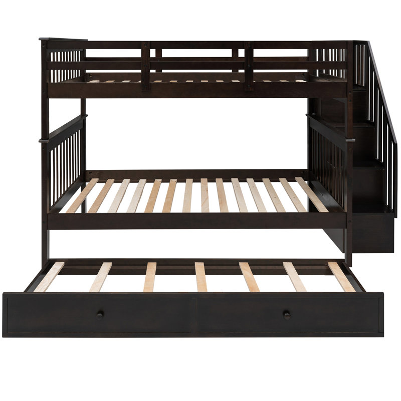 Lit superposé avec lit gigogne simple, rangement et capacité de lit gigogne pratique, Espresso