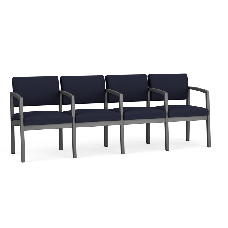 Structure en métal 4 places Lenox, Gris anthracite, Bleu marine Visite Libre - Tissu uni