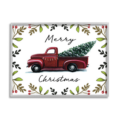 " Merry Christmas Red Holly Believe Farm Truck " by Elizabeth Tyndall